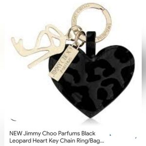 Jimmy Choo Perfume Heart Heel Black Velvet Gold Tone Bag Charm Keychain Hang Tag